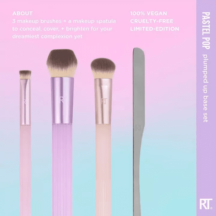 Real Techniques Pastel Pop Plumped Up Base Makeup Brush Set - Imagen 3