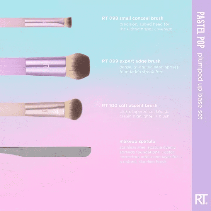 Real Techniques Pastel Pop Plumped Up Base Makeup Brush Set - Imagen 2