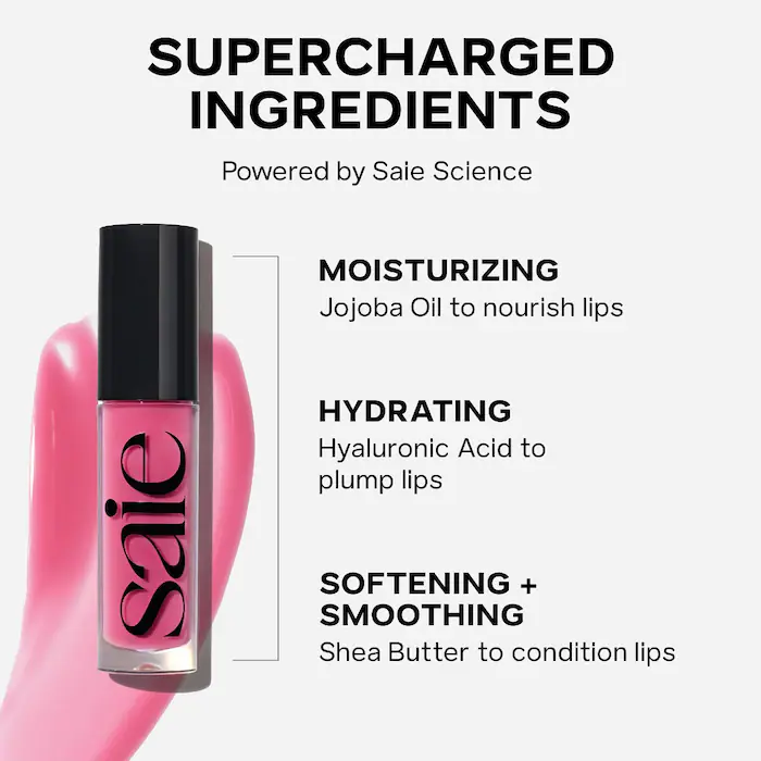 Saie Glossybounce™ High-Shine Hydrating Lip Gloss Oil - Imagen 4