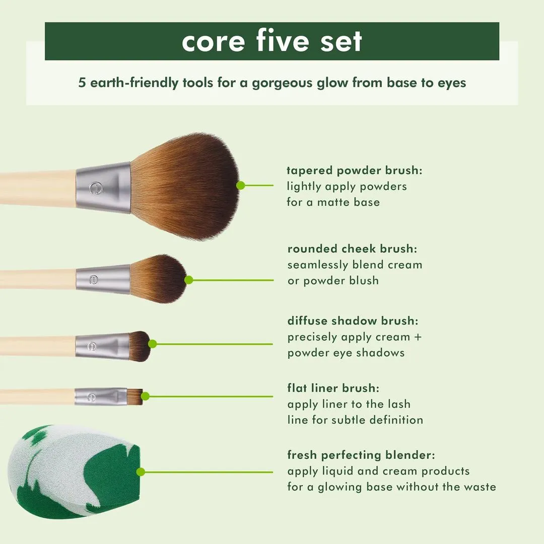 EcoTools The Core Five Makeup Brush & Sponge Set - Imagen 2
