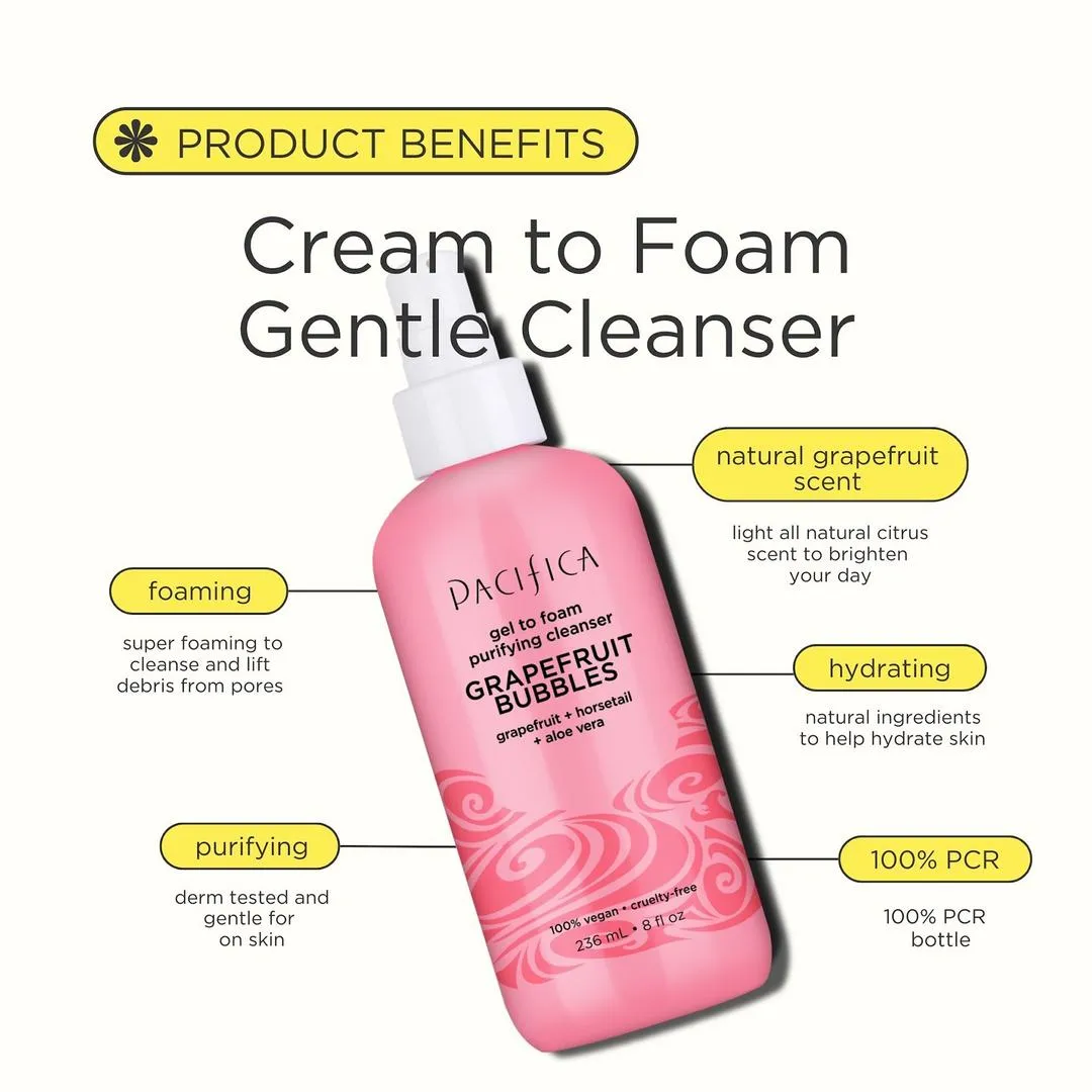 Pacifica Grapefruit Bubbles Gel Foam Cleanser - Imagen 3