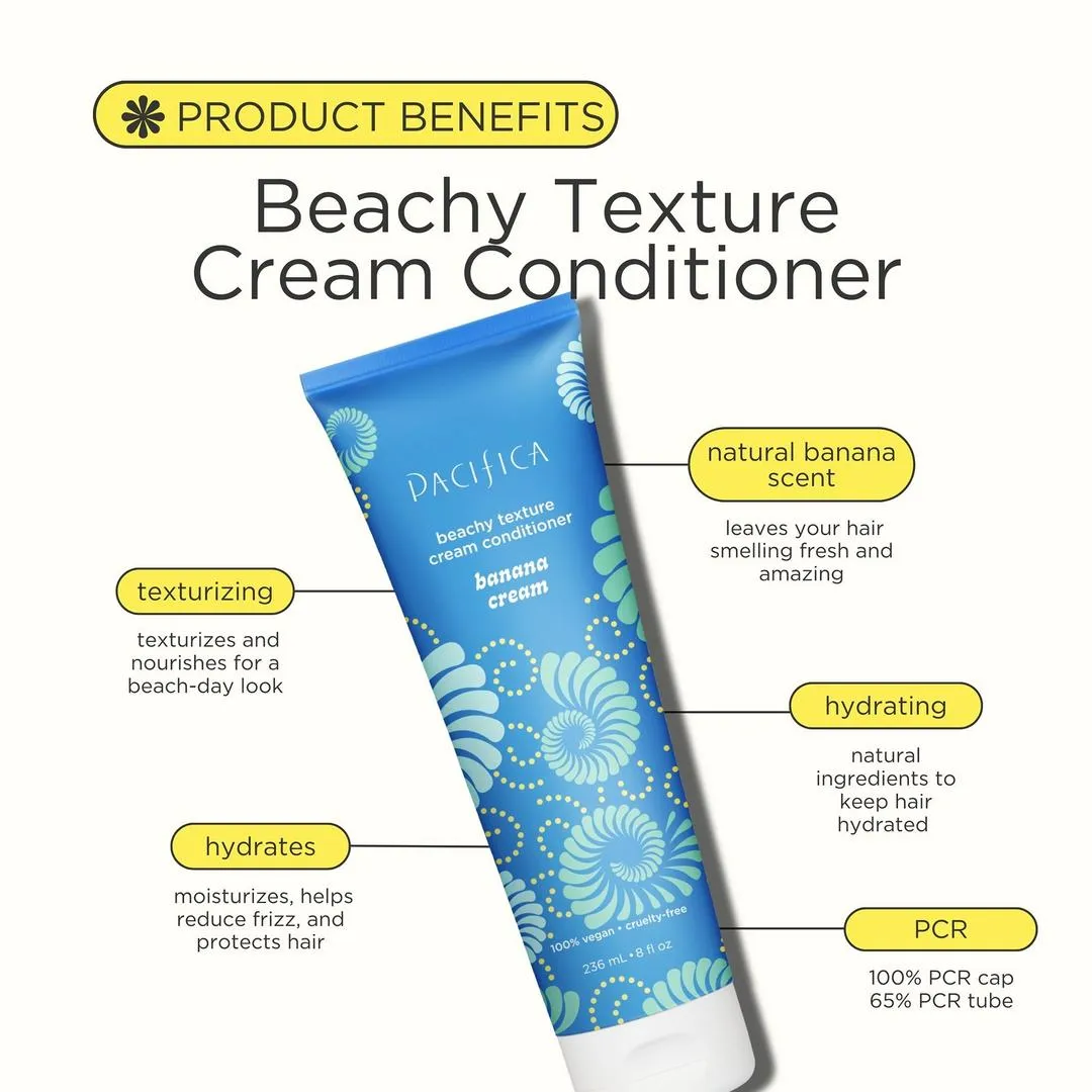 Pacifica Banana Cream Beachy Texture Cream Conditioner - Imagen 3