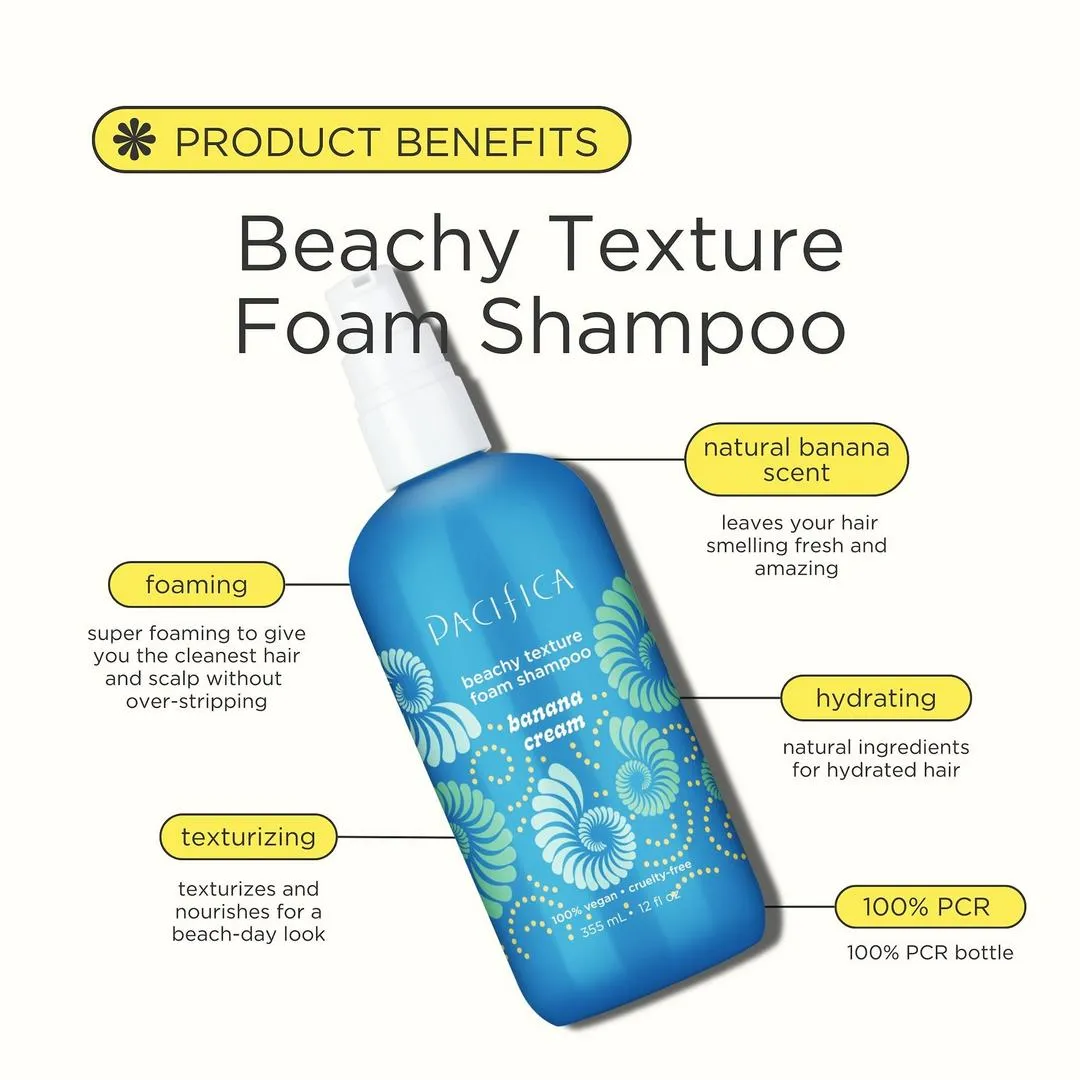 Pacifica Banana Cream Beachy Texture Foam Shampoo - Imagen 2