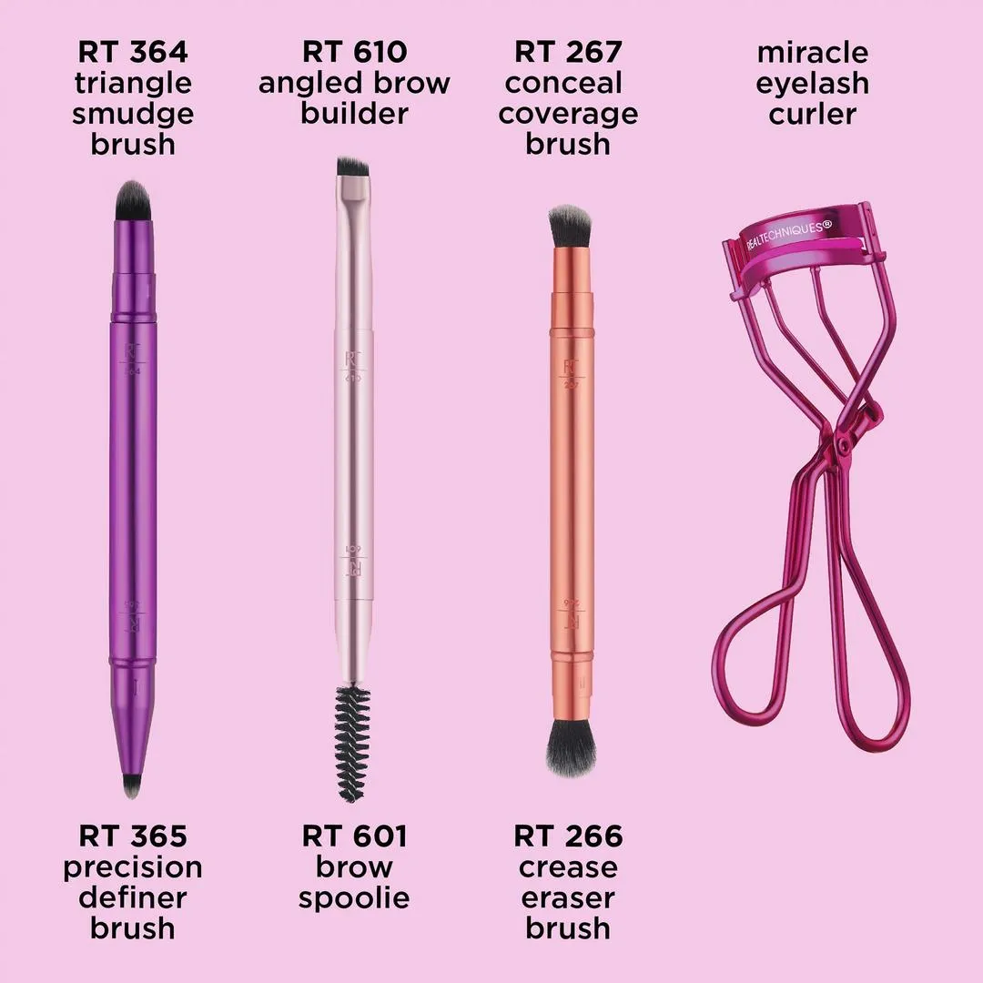 Real Techniques Double Time Makeup Brush + Lash Curler Set - Imagen 5