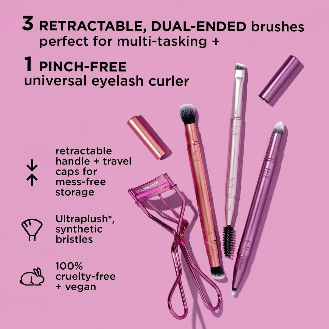 Real Techniques Double Time Makeup Brush + Lash Curler Set - Imagen 4