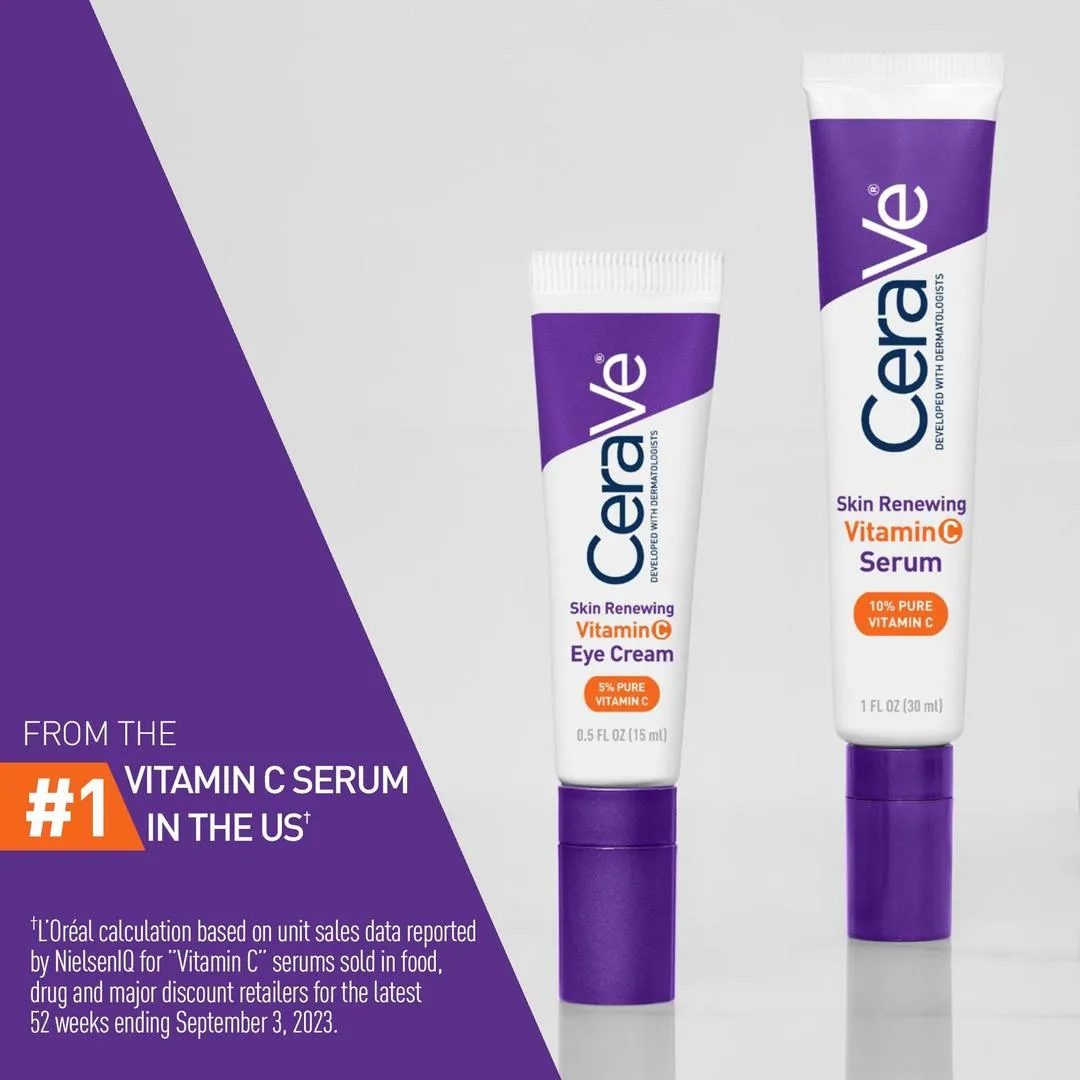 CeraVe Skin Renewing Vitamin C Eye Cream, Anti-Aging Eye Treatment for Dark Circles & Puffiness - Imagen 5