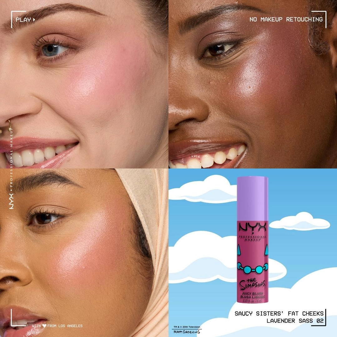 NYX Professional Makeup Simpsons Collab Saucy Sisters' Fat Cheeks Juicy Liquid Blush - Lavender Sass - Imagen 4
