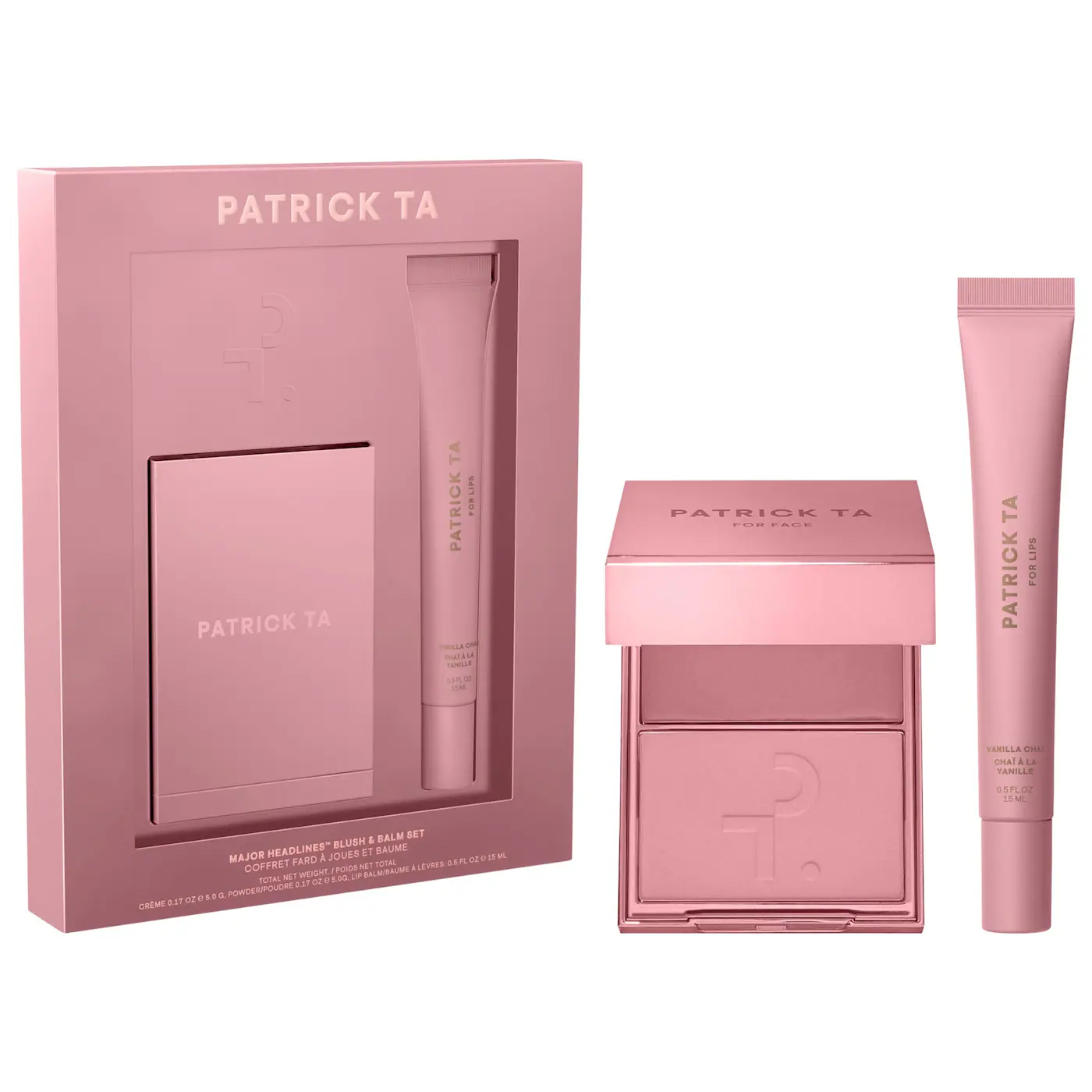 PATRICK TA Major Headlines Double-Take Crème & Powder Blush Duo & Lip Balm Makeup Gift Set