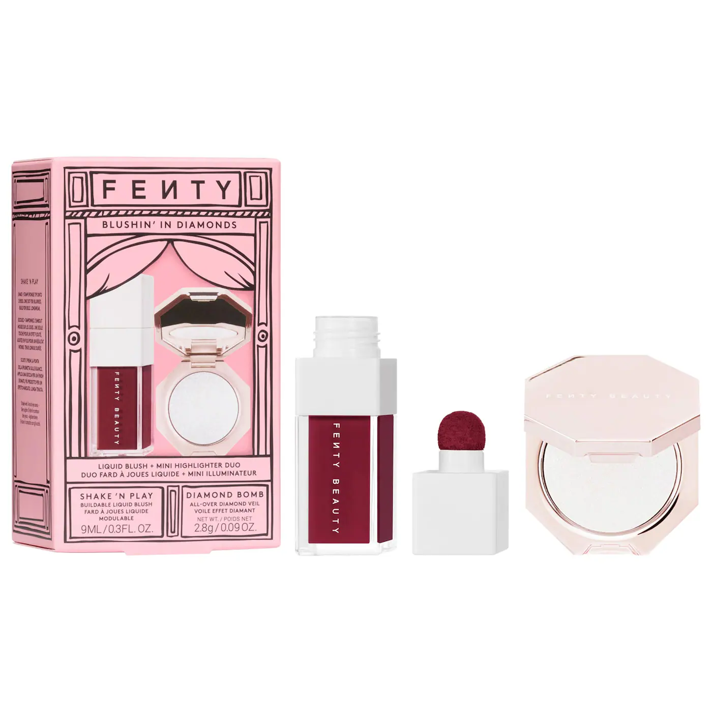 Fenty Beauty by Rihanna Blushin' In Diamonds Liquid Blush + Highlighter Duo Makeup Gift Set