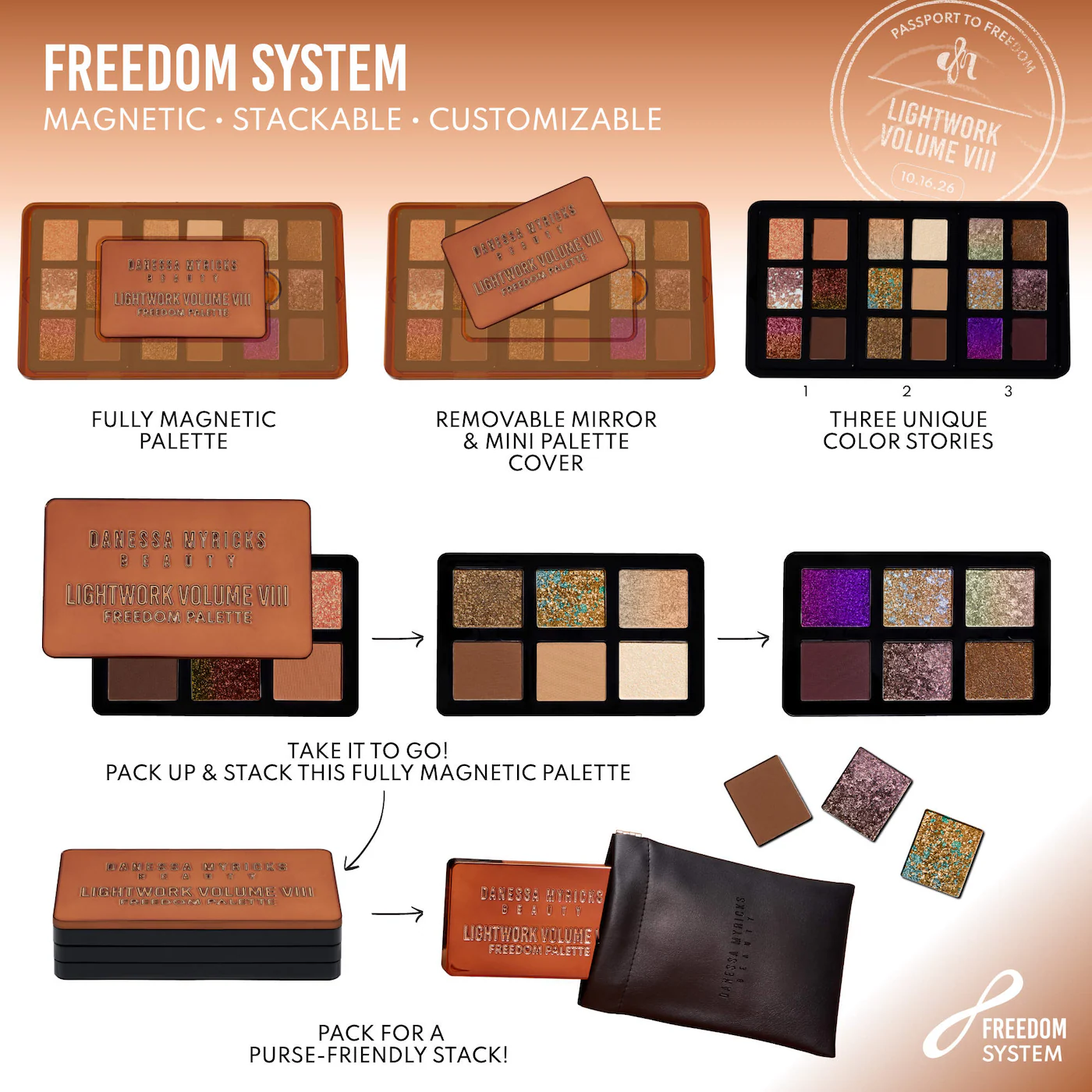 Danessa Myricks Beauty LIGHTWORK VIII Freedom Makeup Palette: Magnetic, Customizable, Stackable Palette for Eyes & Face - Imagen 3